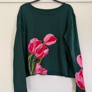 Maeve Long Sleeve Top with Pink Floral Design